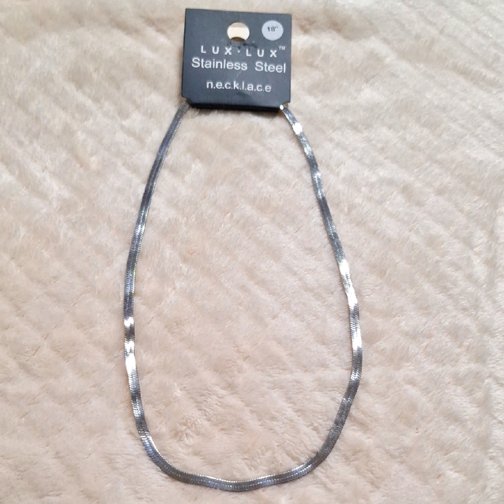 Stainless Steel Snake Silver Necklace 18"